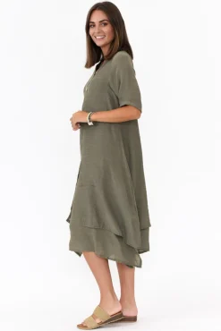 Cotton Dresses<La Mode Nala Khaki Layers Dress