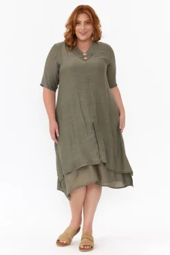 Cotton Dresses<La Mode Nala Khaki Layers Dress