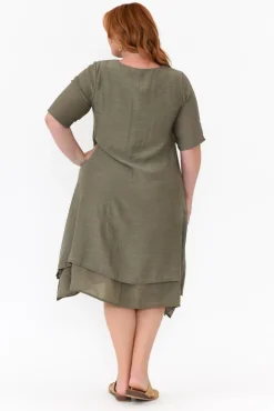 Cotton Dresses<La Mode Nala Khaki Layers Dress