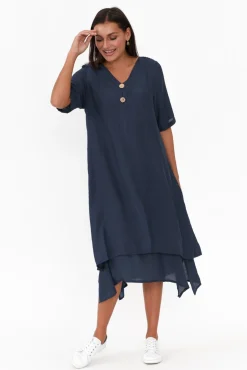Cotton Dresses<La Mode Nala Navy Layers Dress