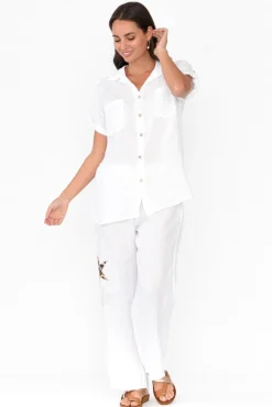 Pants<La Strada Nalda White Leopard Linen Embellished Pant