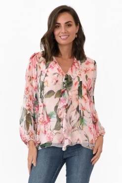 Sleeved Tops<L'amore Narda Blush Garden Frill Top