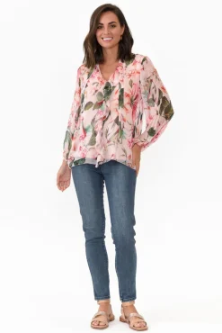 Sleeved Tops<L'amore Narda Blush Garden Frill Top