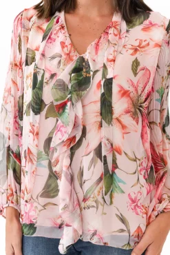 Sleeved Tops<L'amore Narda Blush Garden Frill Top