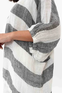 Linen Tops<Rustic Linen Nassau Black Stripe Linen Top