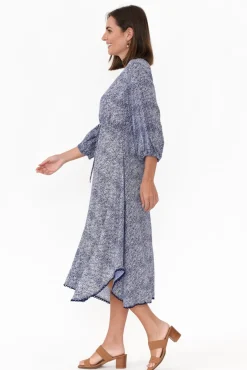 Below Knee Dresses<Slate the Label Nat Blue Floral Midi Dress