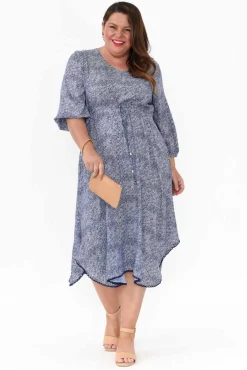 Below Knee Dresses<Slate the Label Nat Blue Floral Midi Dress