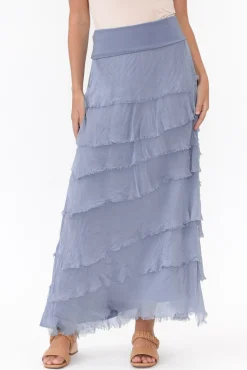 Skirts<Italian Closet Natty Blue Silk Layer Skirt