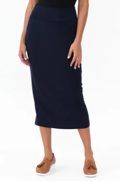 Skirts<Lou Lou Navy Bamboo Maxi Tube Skirt