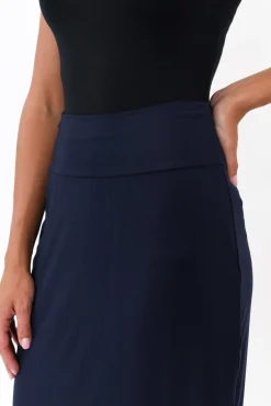 Skirts<Lou Lou Navy Bamboo Maxi Tube Skirt