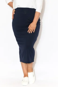 Skirts<Lou Lou Navy Bamboo Maxi Tube Skirt