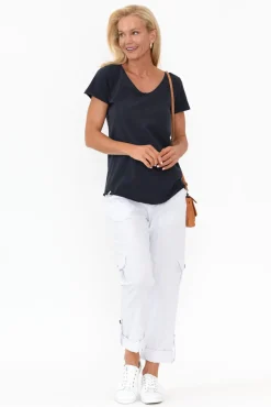 Cotton Tops<Elm Navy Cotton Fundamental Vee Tee