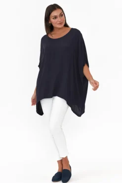 Sleeved Tops<Boho Navy Drape Top