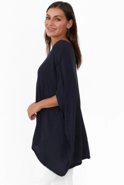 Sleeved Tops<Boho Navy Drape Top