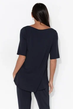 Sleeved Tops<Tani Navy Half Sleeve Micro Modal Top