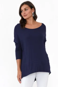 Sleeved Tops<Betty Basics Navy Milan 3/4 Sleeve Top