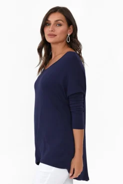 Sleeved Tops<Betty Basics Navy Milan 3/4 Sleeve Top