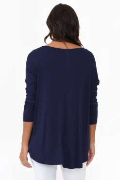 Sleeved Tops<Betty Basics Navy Milan 3/4 Sleeve Top