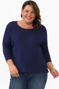 Sleeved Tops<Betty Basics Navy Milan 3/4 Sleeve Top