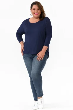 Sleeved Tops<Betty Basics Navy Milan 3/4 Sleeve Top