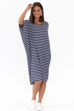 Batwing Dresses<Betty Basics Navy Parisian Stripe Maui Dress