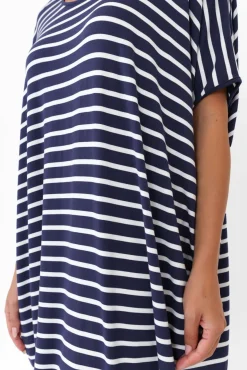 Batwing Dresses<Betty Basics Navy Parisian Stripe Maui Dress