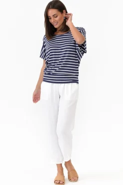 Sleeved Tops<Betty Basics Navy Parisian Stripe Maui Tee