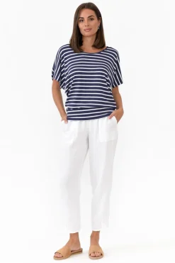 Sleeved Tops<Betty Basics Navy Parisian Stripe Maui Tee