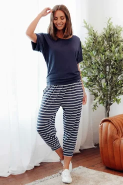 Pants<Betty Basics Navy Parisian Stripe Tokyo Slouch Pant