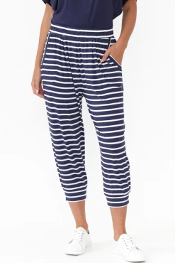 Pants<Betty Basics Navy Parisian Stripe Tokyo Slouch Pant