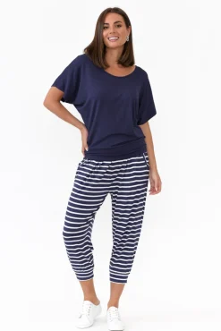 Pants<Betty Basics Navy Parisian Stripe Tokyo Slouch Pant