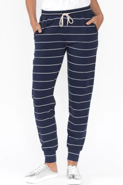 Pants<One Ten Willow Navy Pinstripe Cotton Everyday Tie Pant