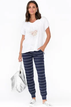 Pants<One Ten Willow Navy Pinstripe Cotton Everyday Tie Pant