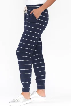 Pants<One Ten Willow Navy Pinstripe Cotton Everyday Tie Pant