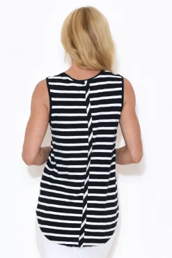 Cotton Tops<Elm Navy Stripe Cotton Scoop Tank
