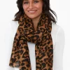Scarves<Enhance Neave Tan Leopard Scarf