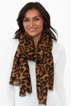 Scarves<Enhance Neave Tan Leopard Scarf