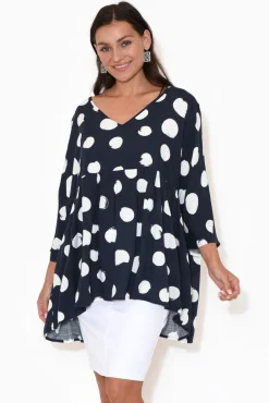 Tunic Tops<Label of Love Nia Navy Spot Tiered Top