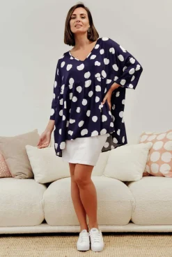 Tunic Tops<Label of Love Nia Navy Spot Tiered Top