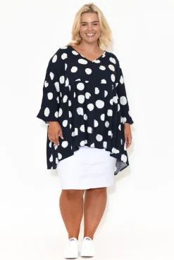 Tunic Tops<Label of Love Nia Navy Spot Tiered Top