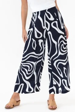 Pants<Willow Tree Niamh Navy Swirl Wide Leg Pant