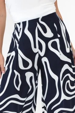 Pants<Willow Tree Niamh Navy Swirl Wide Leg Pant