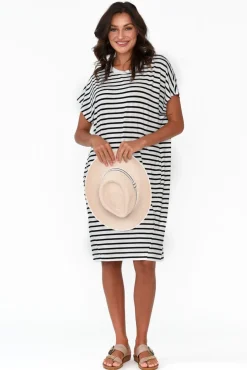 Bamboo Dresses<Lou Lou Nicks Grey Stripe Bamboo Tee Dress
