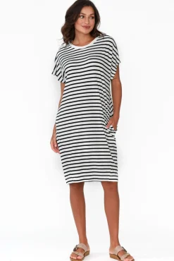 Bamboo Dresses<Lou Lou Nicks Grey Stripe Bamboo Tee Dress