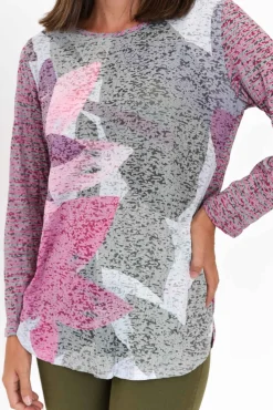 Cotton Tops<Cafe Latte Noah Purple Flower Cotton Top