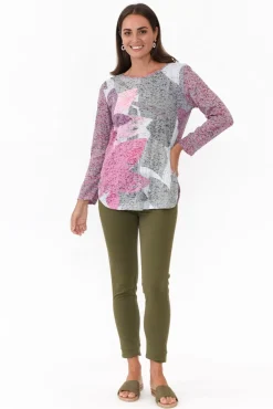 Cotton Tops<Cafe Latte Noah Purple Flower Cotton Top