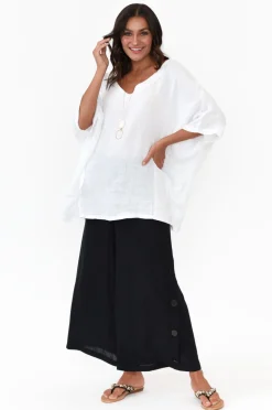 Pants<Willow Tree Nolan Black Linen Blend Button Pant