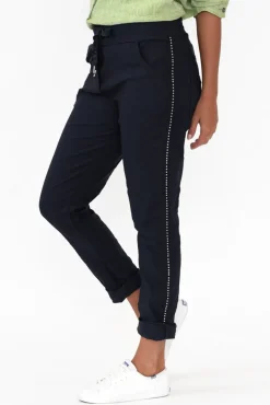 Pants<La Strada Noreen Navy Drawstring Pants