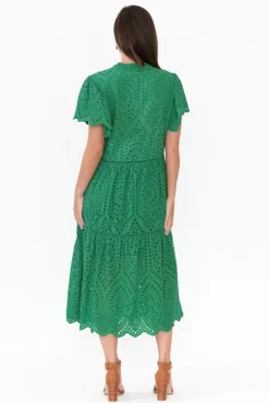 Cotton Dresses<La Strada Normandy Green Embroidered Tassel Dress