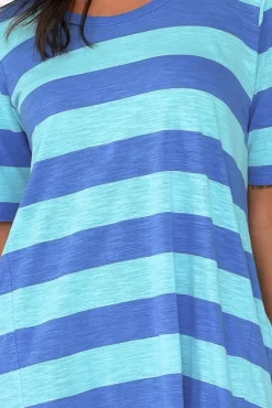 Cotton Dresses<Betty Basics Nyree Aqua Stripe Hi Lo Cotton Dress